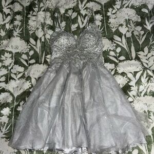 Silver Glittery Cocktail Dress